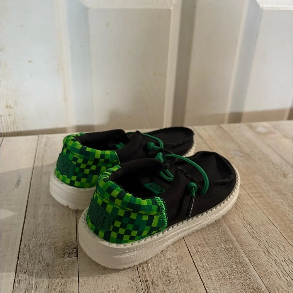 Hey Dude Kids Green and Black Moccasins